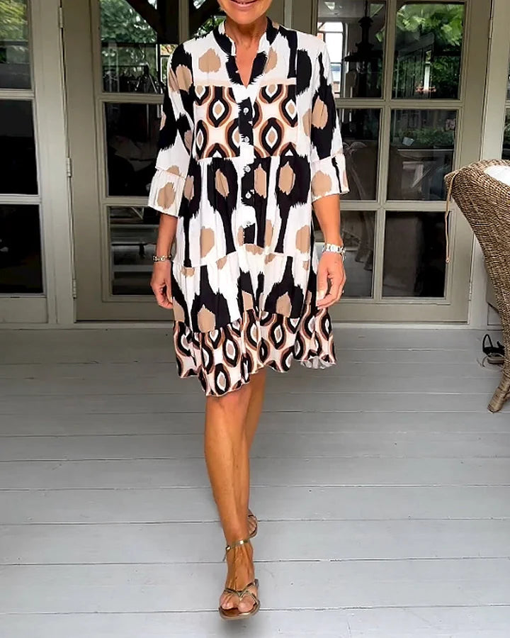 Elegante Zomerjurk met Abstracte Print voor Casual Dagen – LUNA STIJL - Glamorix