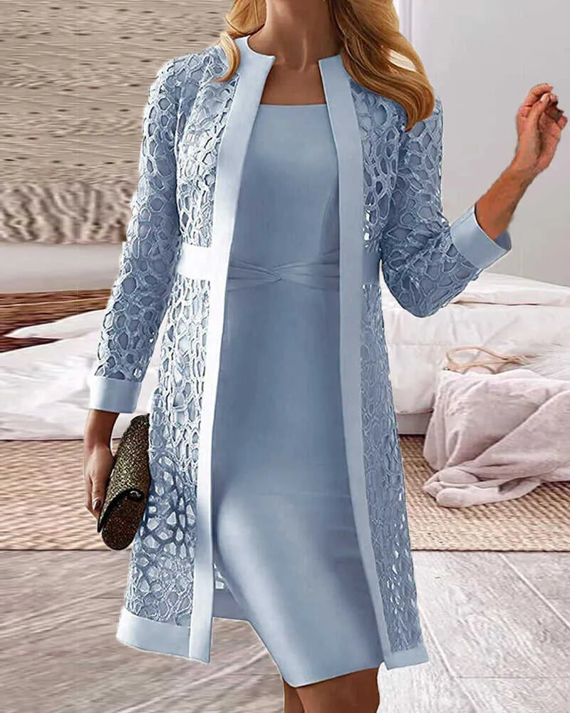 Elegante mouwloze bodycon jurk met kanten jas voor dames – AMARA