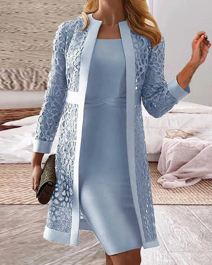 Elegante mouwloze bodycon jurk met kanten jas voor dames – AMARA