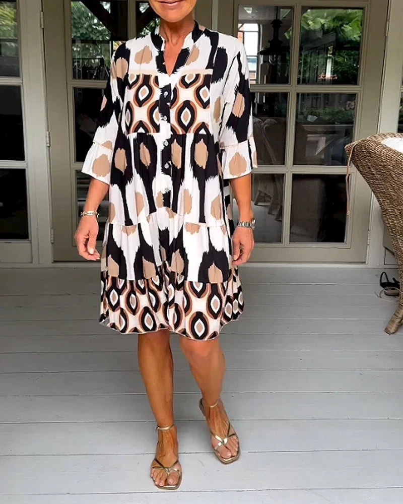 Elegante Zomerjurk met Abstracte Print voor Casual Dagen – LUNA STIJL - Glamorix