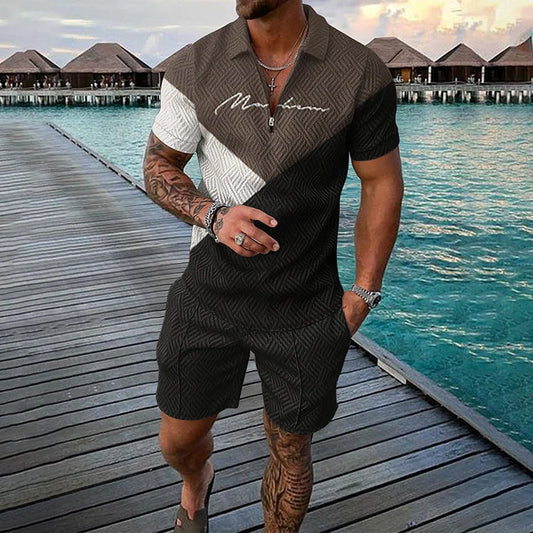 Heren - Set Met Ritssluiting - Comfortabele Stof - Stijlvolle Outfit - MODERNE LOOK - Glamorix