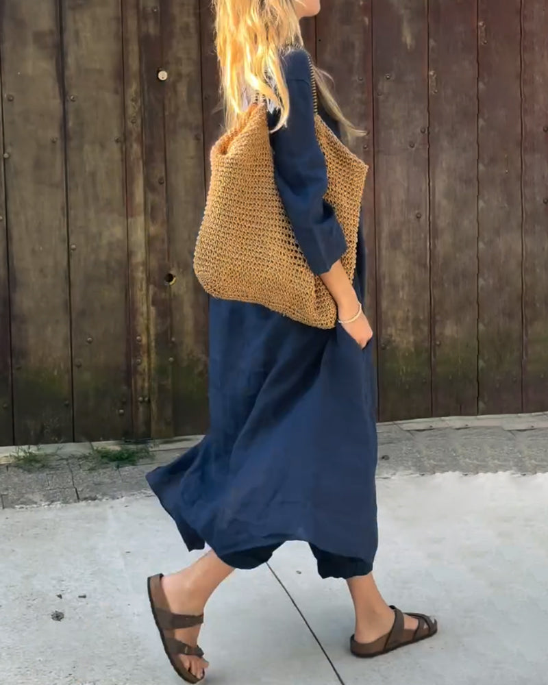 Ylva - Dames co-ord set met losvallende top en rechte broek - Glamorix