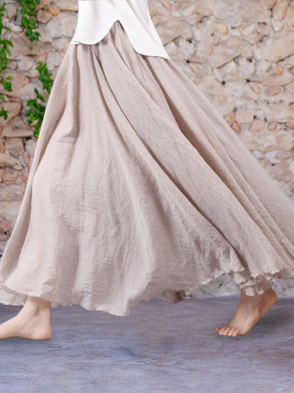 Linnen maxi-rok met hoge taille en zwierige pasvorm – AerisLoom - Glamorix