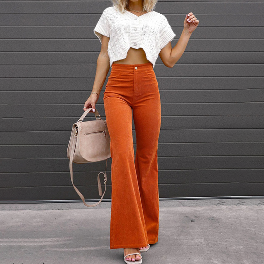 VALENCIA - High-waisted flared corduroy broek voor een trendy retro-look
