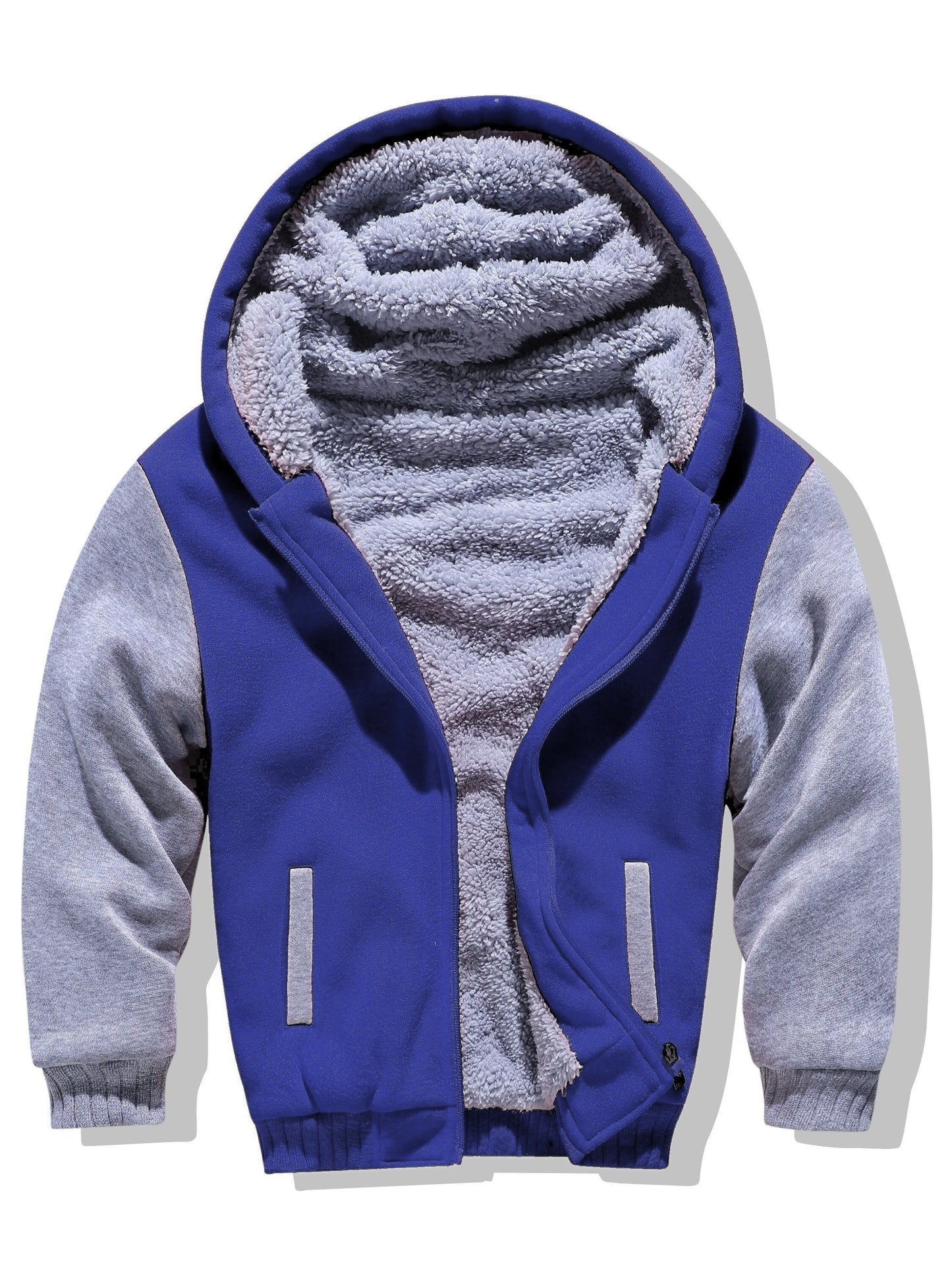 JOSH - Sherpa gevoerde kinder fleece jack met capuchon en ritssluiting