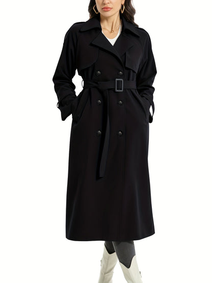 FELICIA - Lange dubbelzijdige trenchcoat met riem en brede revers voor dames