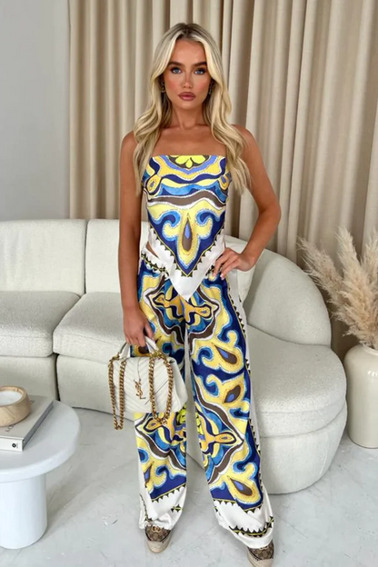 Modieuze flowy jumpsuit met statementprint – ZARINA - Glamorix