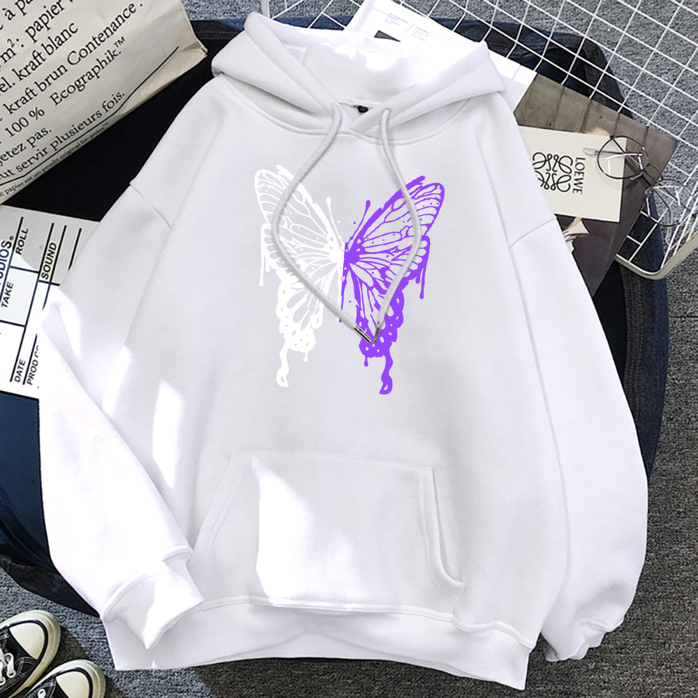 EMBER - Oversized hoodie met vlindergrafiek en kangoeroezak