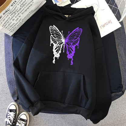 EMBER - Oversized hoodie met vlindergrafiek en kangoeroezak