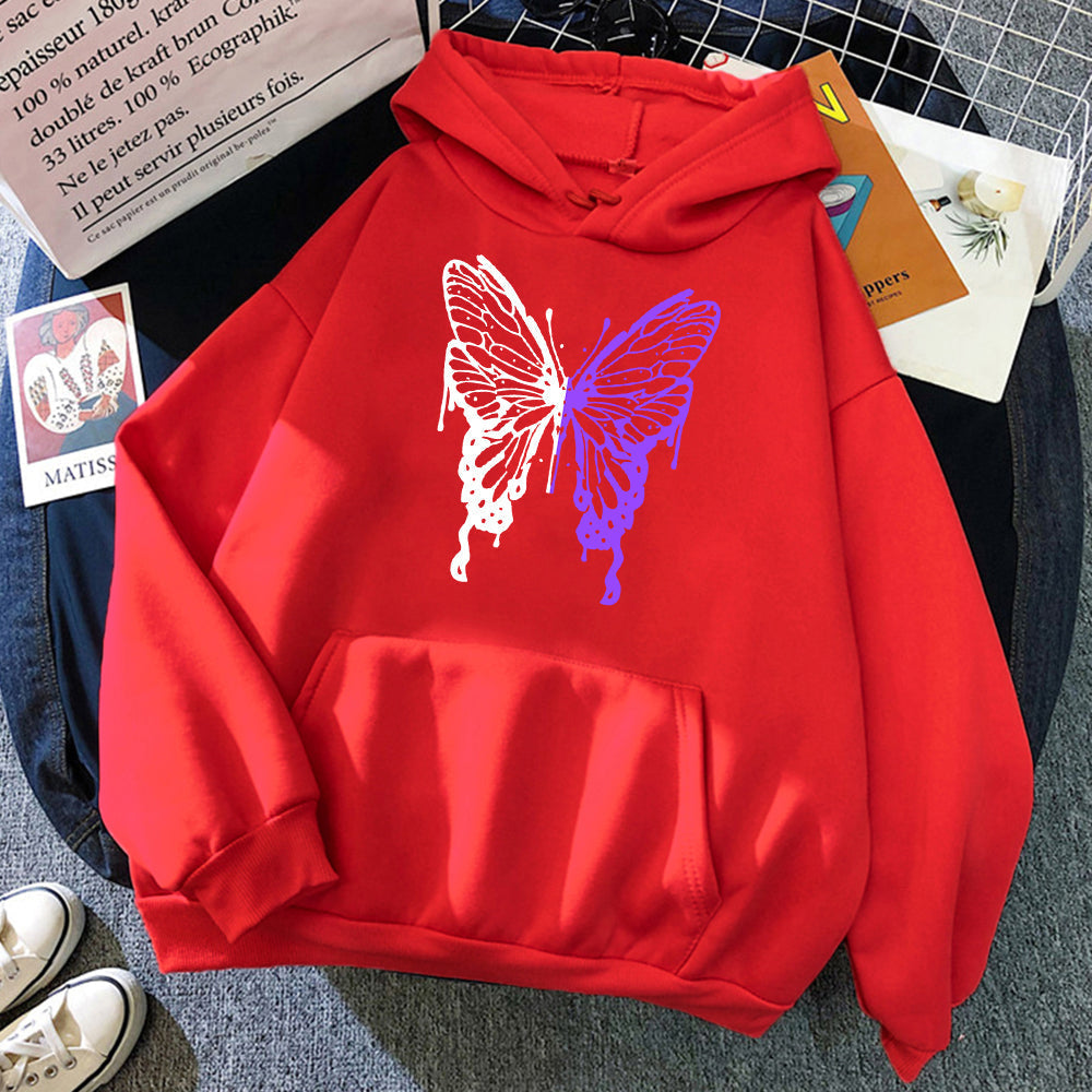 EMBER - Oversized hoodie met vlindergrafiek en kangoeroezak