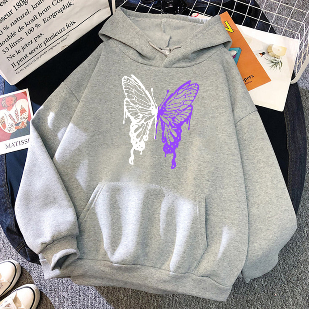 EMBER - Oversized hoodie met vlindergrafiek en kangoeroezak