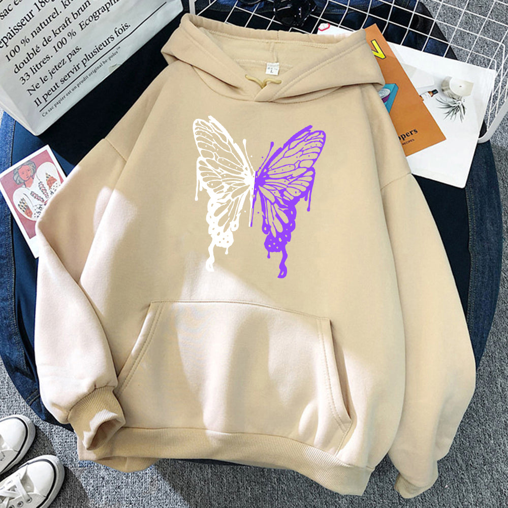 EMBER - Oversized hoodie met vlindergrafiek en kangoeroezak