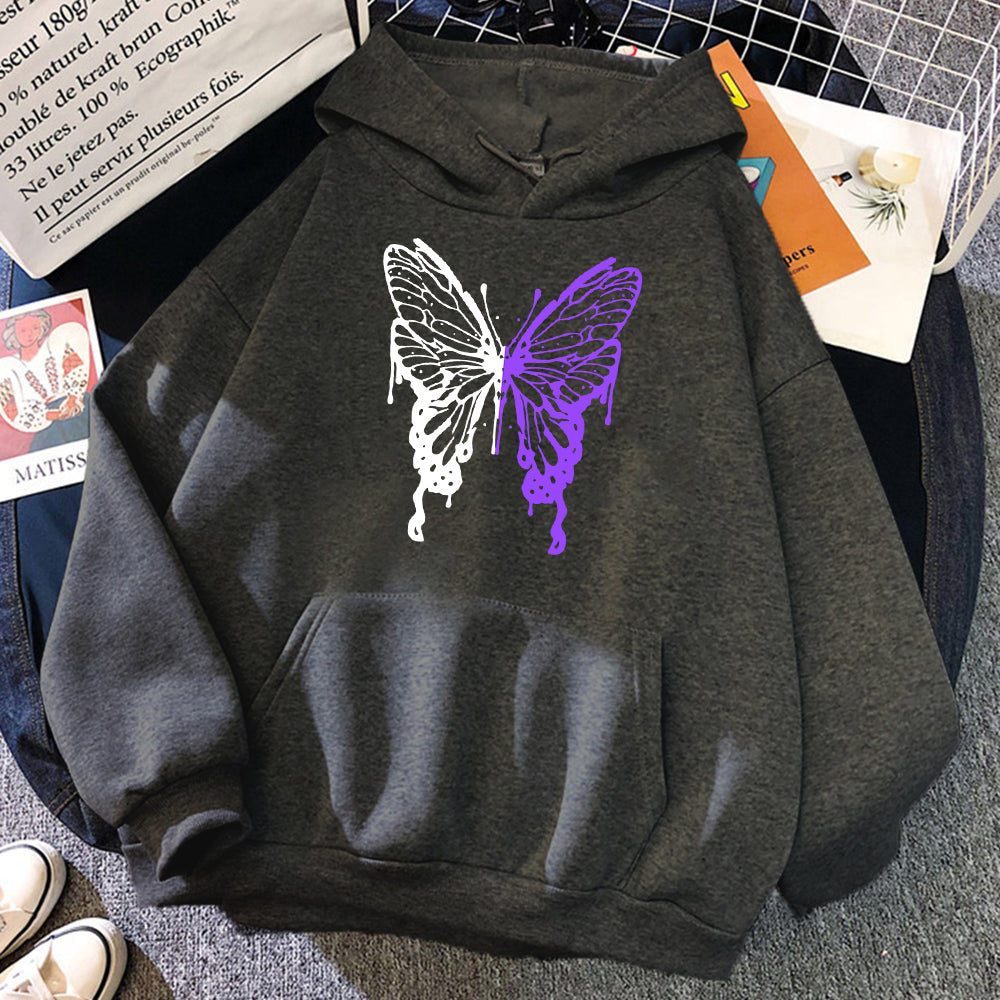 EMBER - Oversized hoodie met vlindergrafiek en kangoeroezak