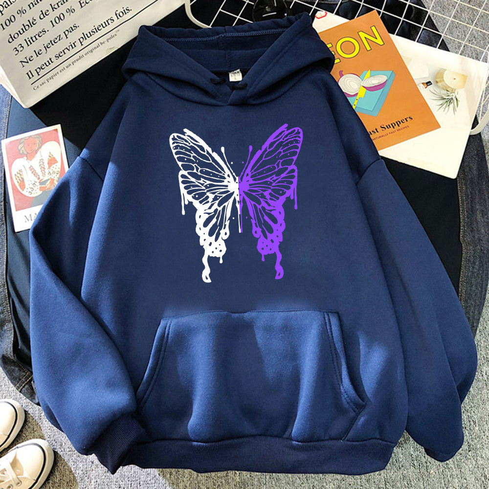EMBER - Oversized hoodie met vlindergrafiek en kangoeroezak