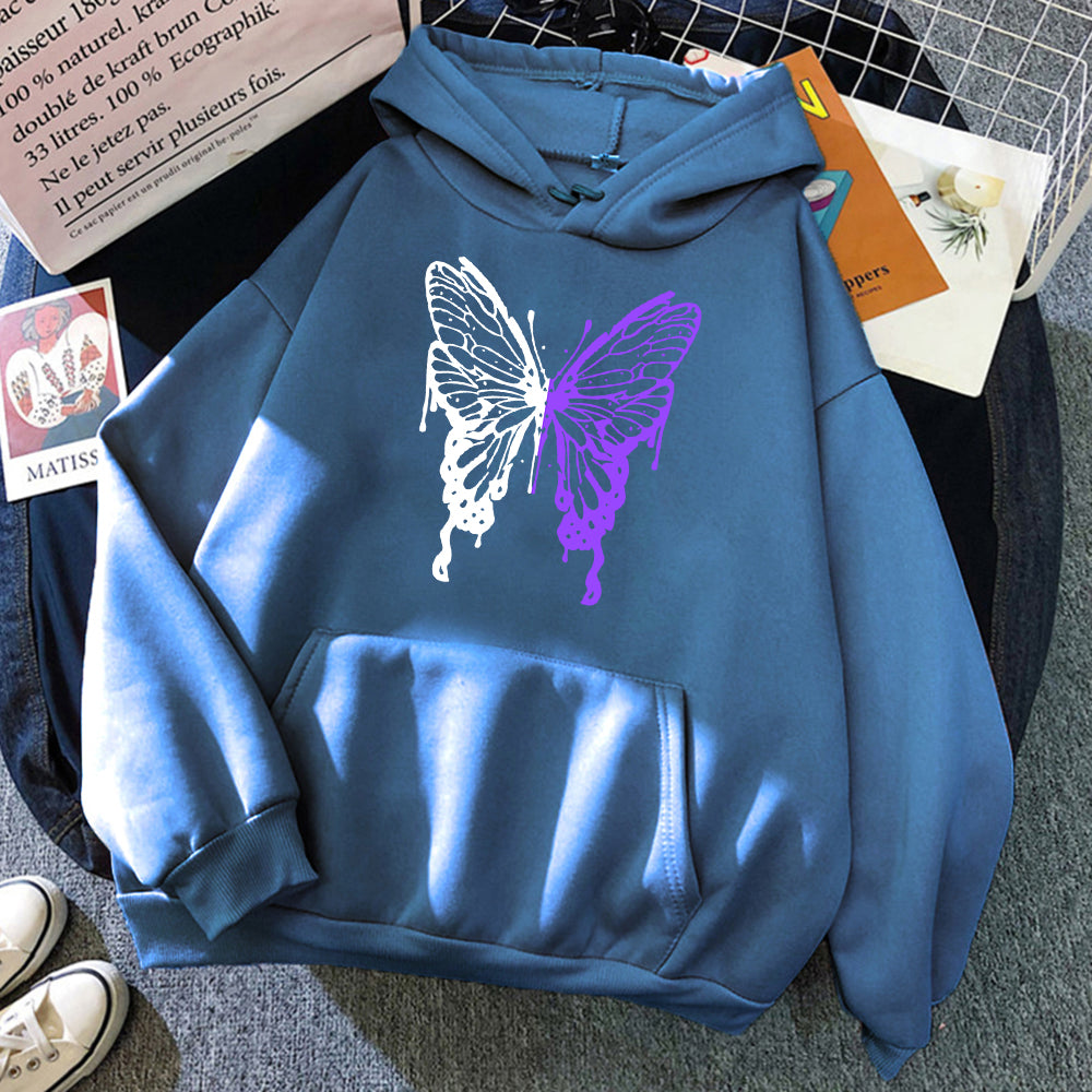 EMBER - Oversized hoodie met vlindergrafiek en kangoeroezak