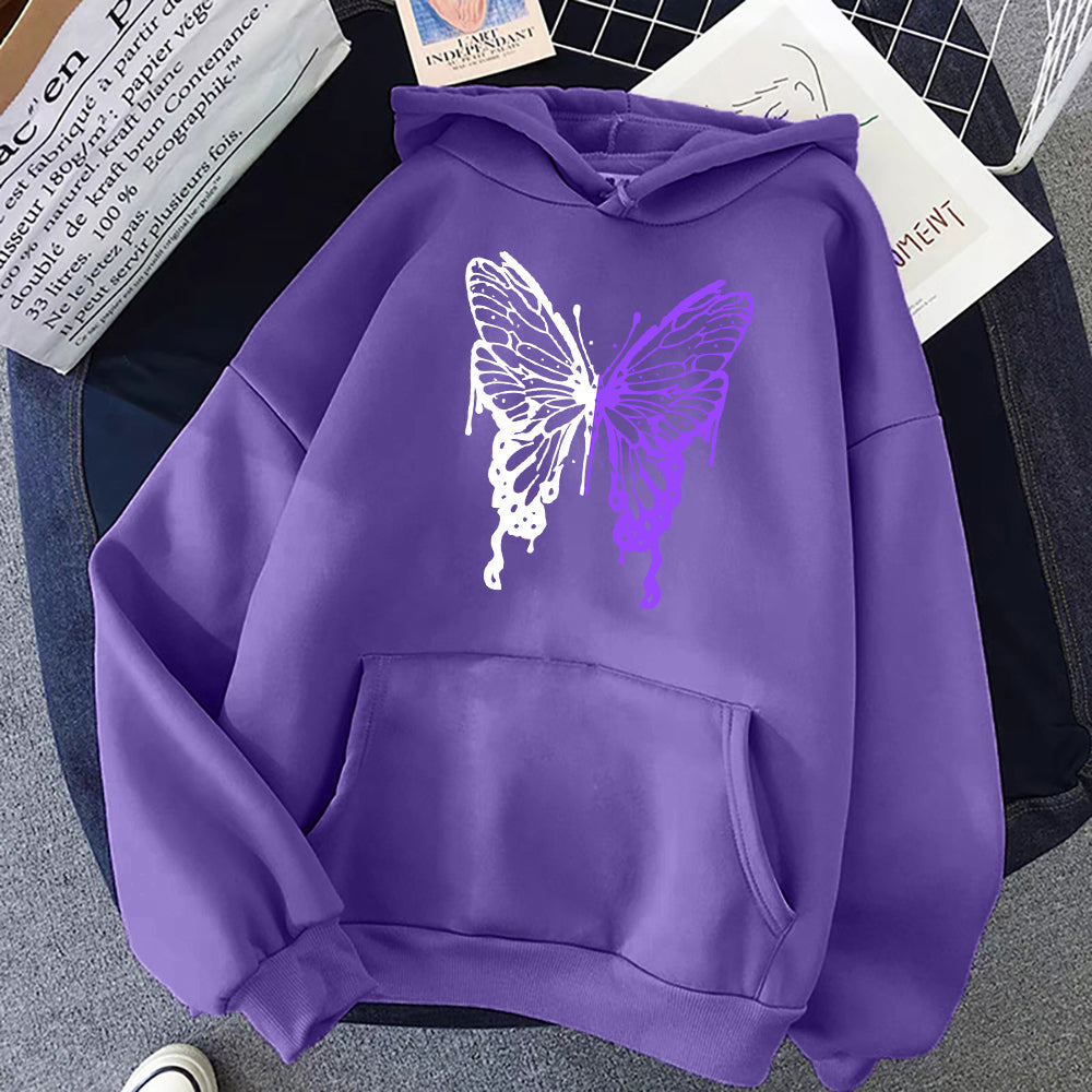 EMBER - Oversized hoodie met vlindergrafiek en kangoeroezak
