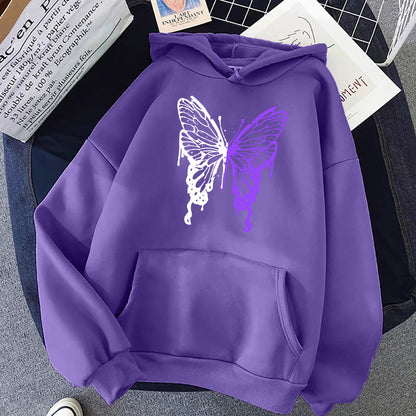 EMBER - Oversized hoodie met vlindergrafiek en kangoeroezak