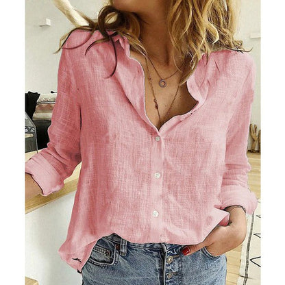 ELISE - Damesblouse met lange mouwen, knopen en kraag
