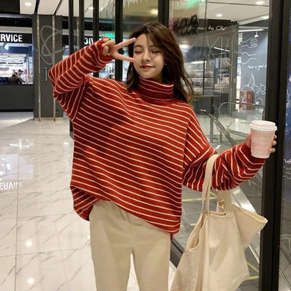 COZYHIGH - Oversized Pullover met Hoge Kraag voor Ultiem Comfort