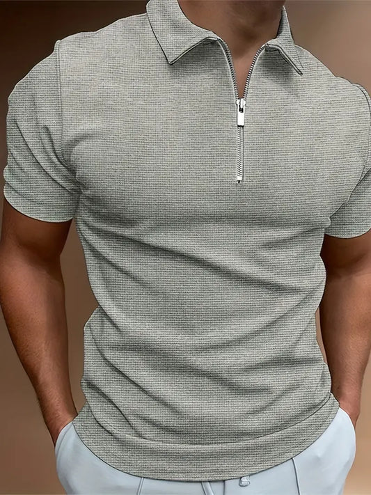 DAMIEN - Poloshirt met halve rits voor heren