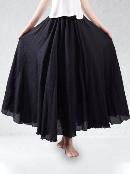 Linnen maxi-rok met hoge taille en zwierige pasvorm – AerisLoom - Glamorix