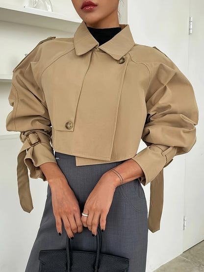 ALEXIS - Korte trenchcoat met gespsluitingen en asymmetrisch ontwerp voor dames