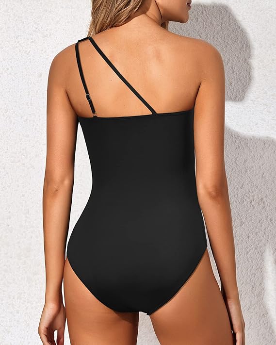 Vrouwen - Één Schouder Zwempak - Asymmetrische Halslijn - Flatterende Pasvorm - Moderne Elegantie - Glamorix
