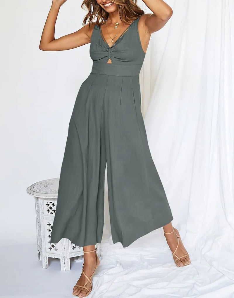 Mouwloze dames jumpsuit met wijde pijpen en elegante snit – SEREIA FLOW - Glamorix