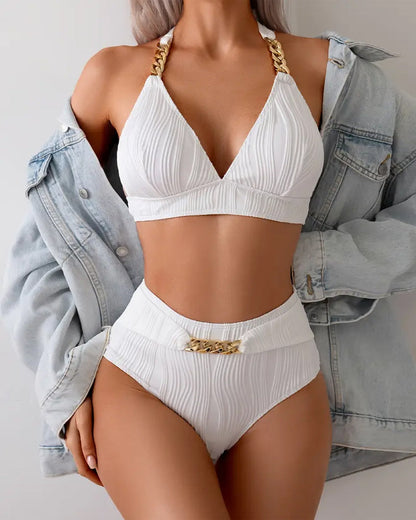 Hoog uitgesneden damesbikini met kettingdetail – AURÉLIA CHAINGLOW - Glamorix