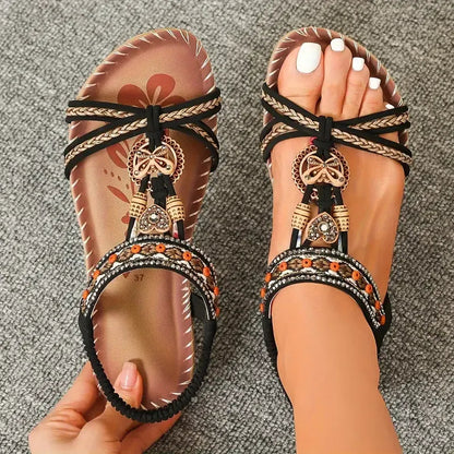 Dames sandalen met sierlijke details en elastische instap – FROSIA - Glamorix