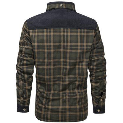 HARRIS - Herenjas met rustieke geruite knoopsluiting en corduroy accenten