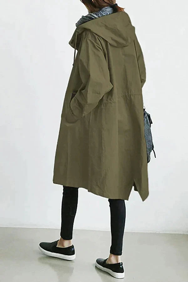 ISLA – Waterdichte oversized halflange trenchcoat voor dames