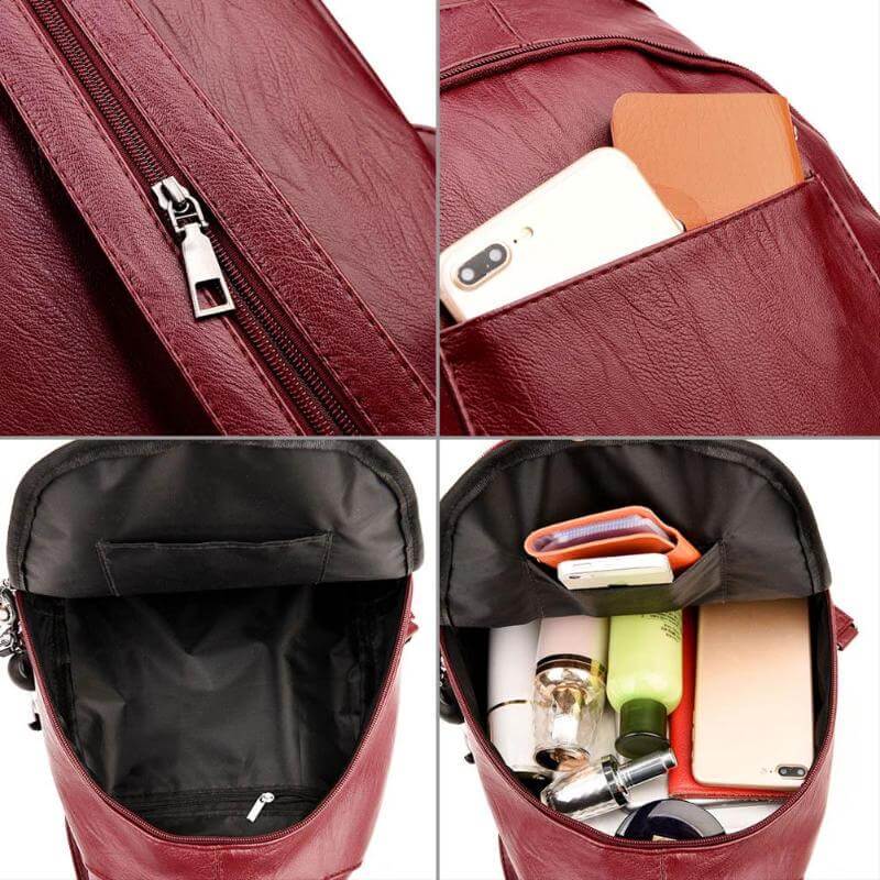 Elegante leren damesrugzak met minimalistisch design en slimme indeling – MAELYA LuxePack - Glamorix