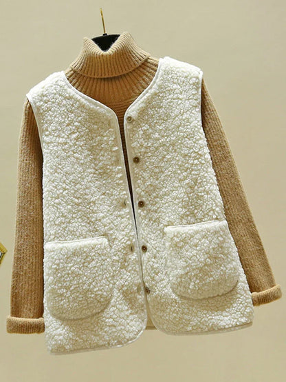 ELISE - Zacht Sherpa-vest zonder mouwen met knoopsluiting voor dames
