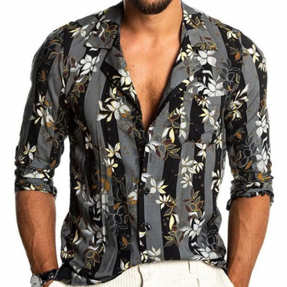 Lichtgewicht Heren Slim Fit Chiffon Overhemd met Vintage Bloemenpatroon voor Casual Elegante Stijl – Aderito - Glamorix