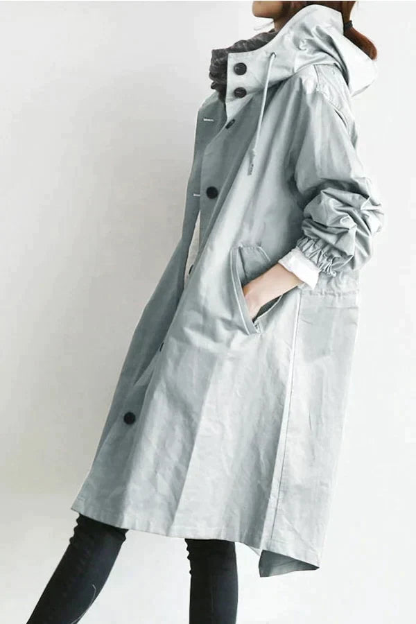 ISLA – Waterdichte oversized halflange trenchcoat voor dames