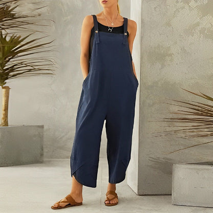 Luchtige dames jumpsuit met rechte pijpen en relaxte pasvorm – MAÉ JUMPSUIT - Glamorix