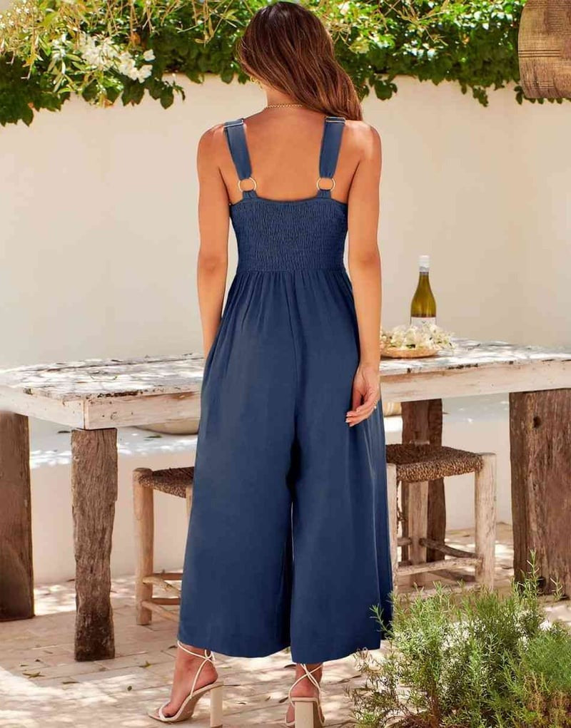 Mouwloze dames jumpsuit met wijde pijpen en elegante snit – SEREIA FLOW - Glamorix