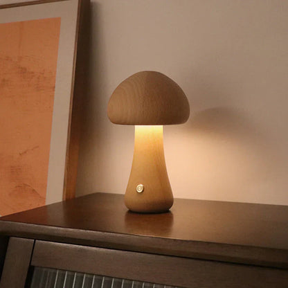 WoodGlow - Houten Paddenstoelvormig LED Nachtlampje
