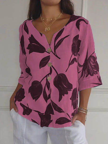 Elegante damesblouse met tijdloze bloemenprint – FLORELLA