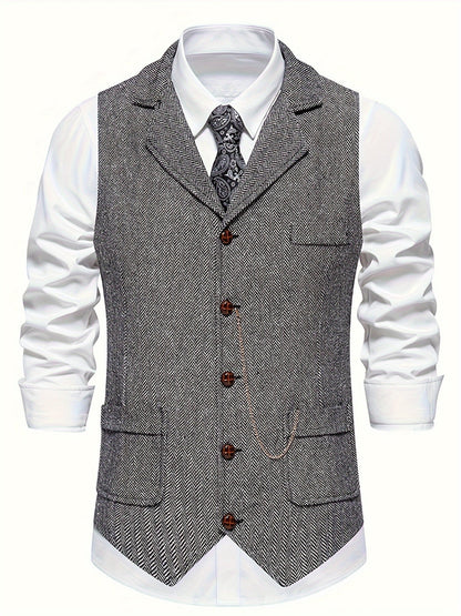 Stijlvol heren gilet met visgraatmotief – HARTLEY VEST - Glamorix