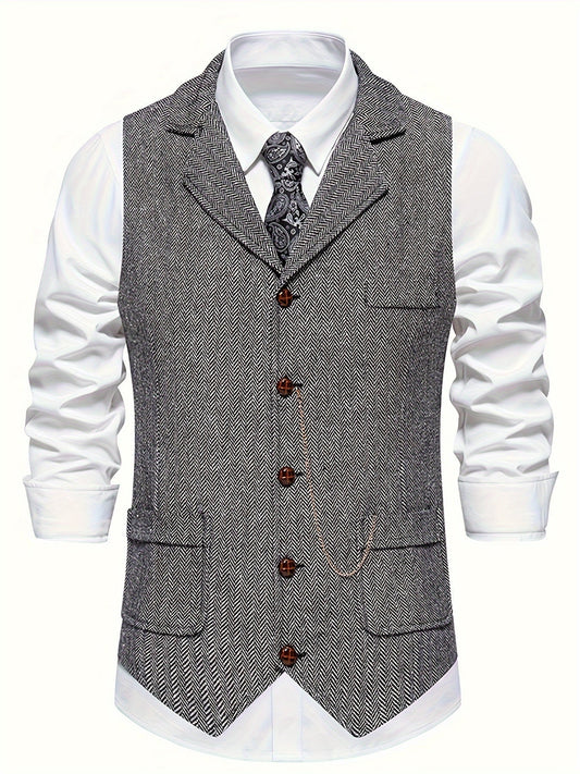 Stijlvol heren gilet met visgraatmotief – HARTLEY VEST - Glamorix
