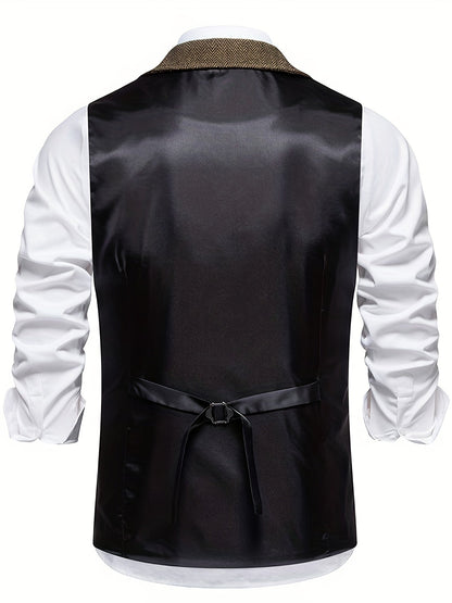 Stijlvol heren gilet met visgraatmotief – HARTLEY VEST - Glamorix
