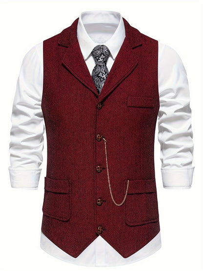 Stijlvol heren gilet met visgraatmotief – HARTLEY VEST - Glamorix