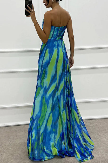 Asymmetrische maxi-jurk met hoge split – VELVETA - Glamorix