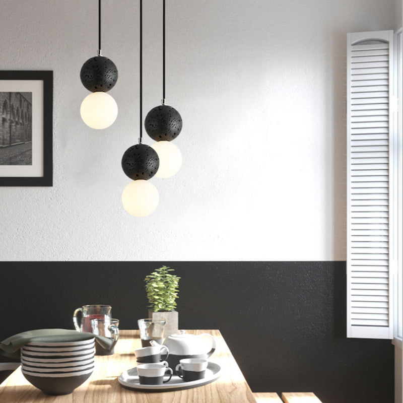 AURORA – LED hanglamp van zwart en wit glas