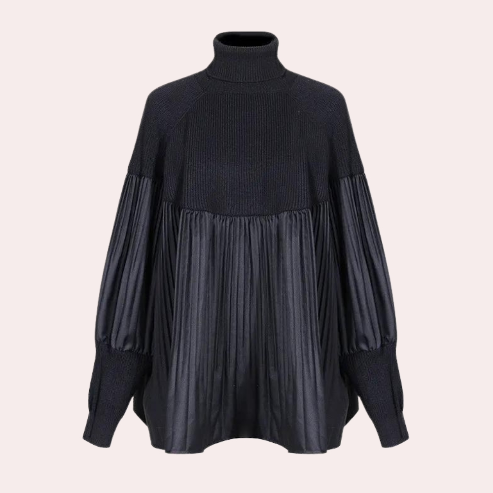 Vrouwelijke dames sweater met plooiaccent en comfortabele fit – LUNERA SoftFold - Glamorix