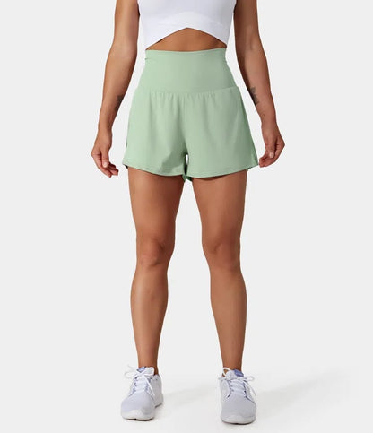 Dames sportshort met hoge taille en binnenbroek – DORINA - Glamorix