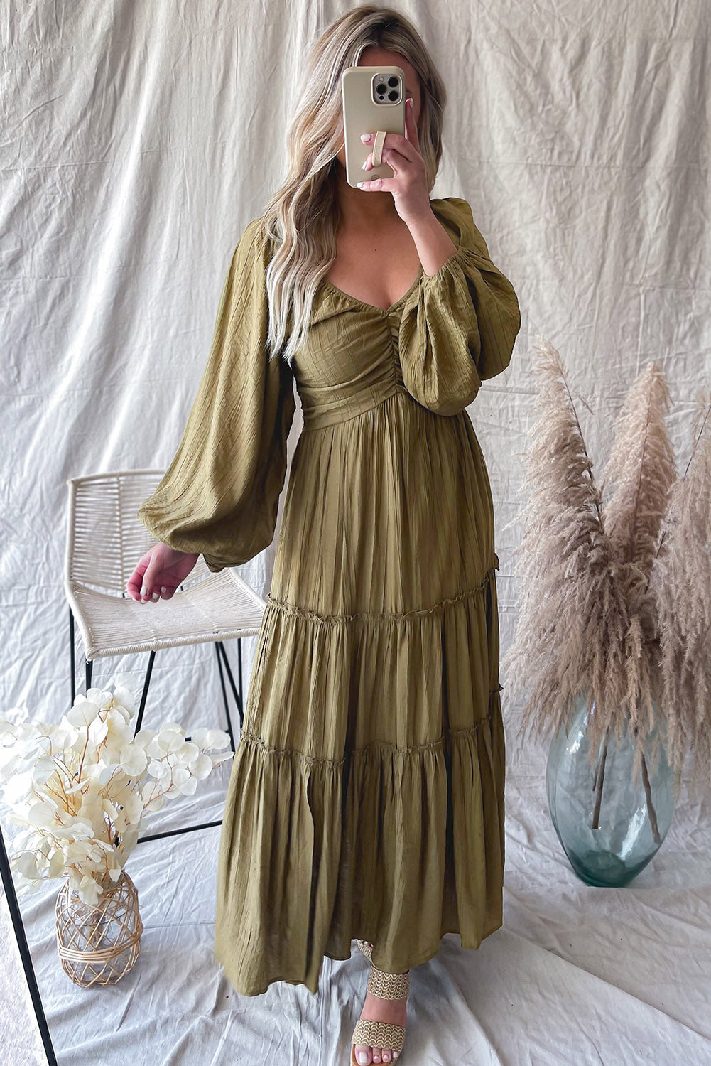 Elegante Maxi Jurk met V Hals en Strikdetail voor Avondgelegenheden – ISABELLA GLAM - Glamorix