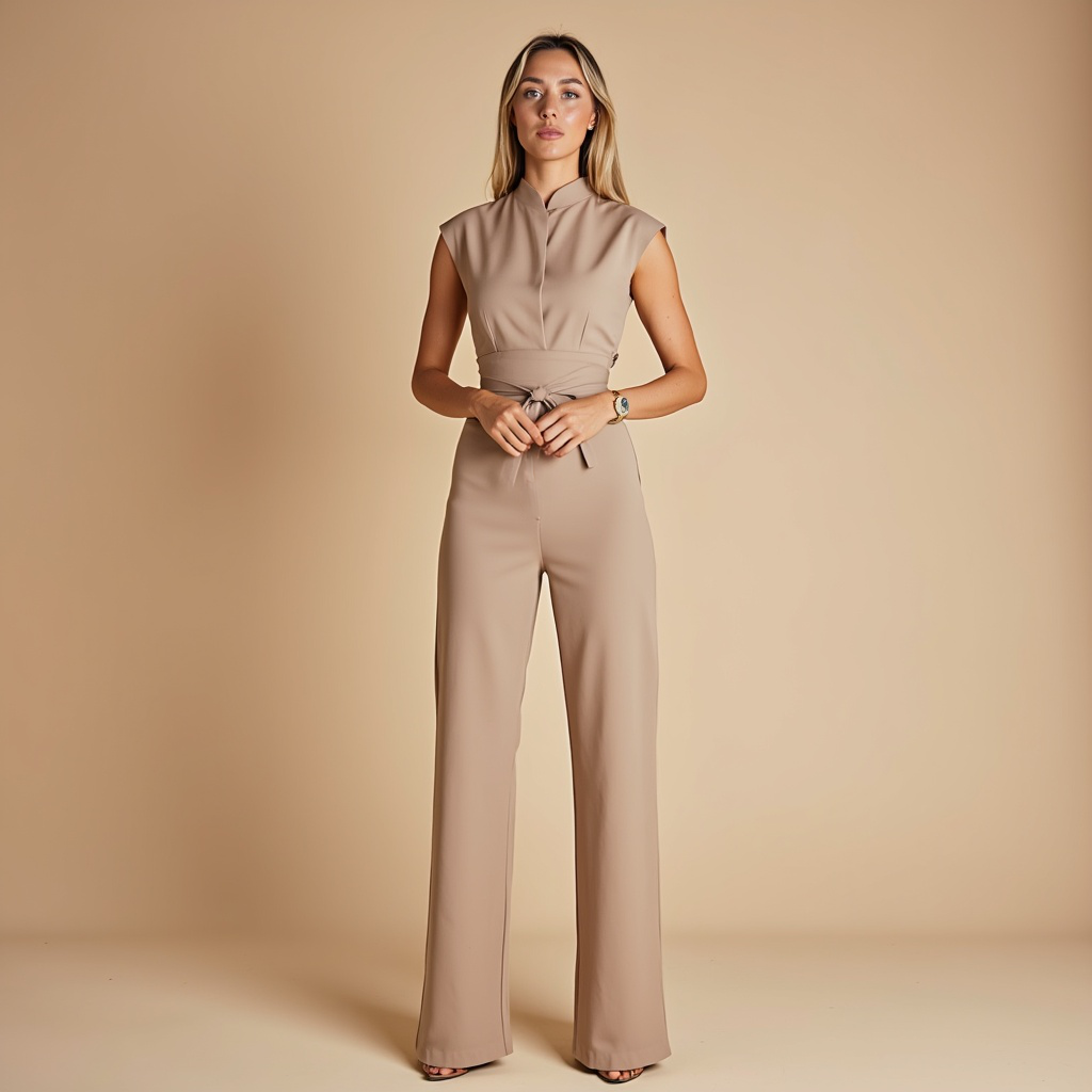 Elegante Mouwloze Jumpsuit Met Hoge Halslijn Voor Dames – LUNA VIBE - Glamorix